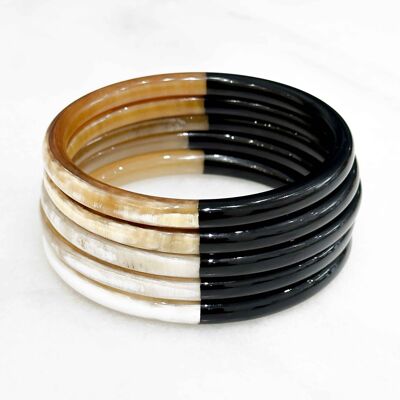 Bracelet coloré en corne véritable - Noir
