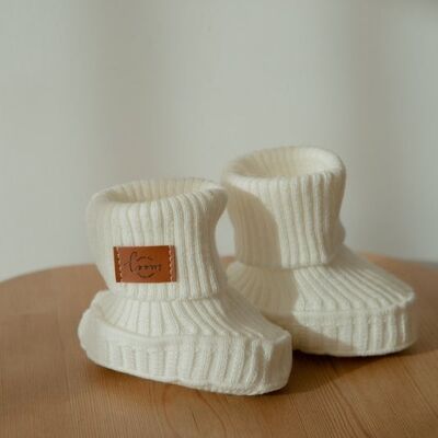 Knitted Baby Booties - Cream