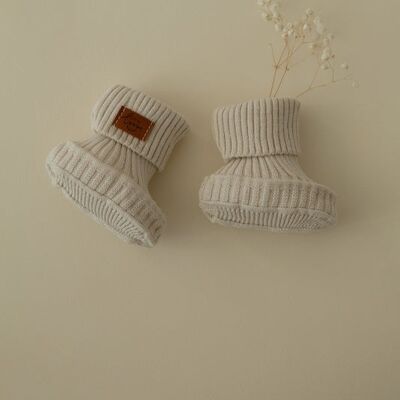 Stivaletti per neonati lavorati a maglia - Beige