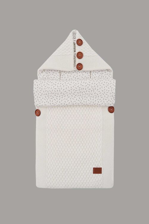 Baby Sleeping Bag with 3 and 5 Point Car Seat Belt System - Beige White