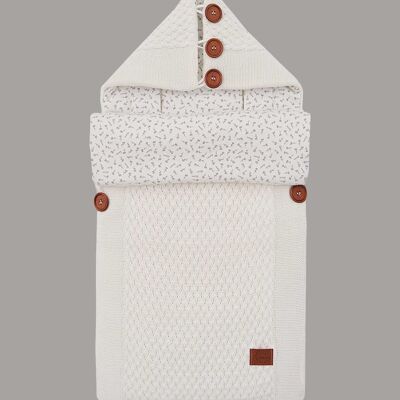 Saco de Dormir para Bebé con Sistema de Cinturones de Seguridad de 3 y 5 Puntos - Beige Blanco