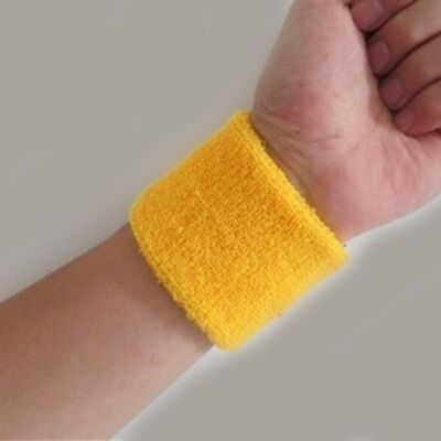 Yellow anti sweat wristbands 6cm