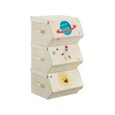 Opbergdoos set van 3 voor kinderen. Beige