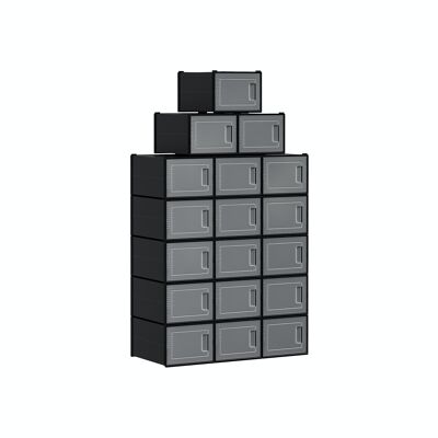 Schoenendozen set van 18 zwart 35 x 25 x 18,5 cm (L x B x H)