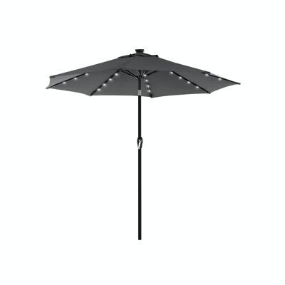 Parasol met LED-verlichting op zonne-energie grijs Ø 270 cm