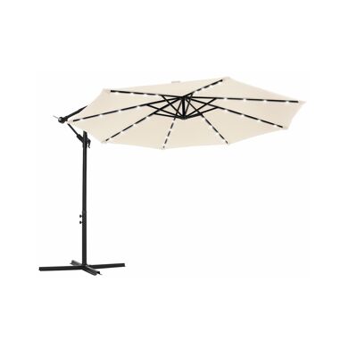 Parasol met ledverlichting op zonne-energie beige