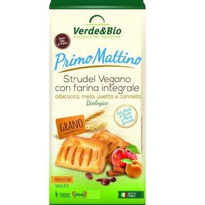 Strudel vegano con farina integrale albicocca, mela, uvetta e cannella