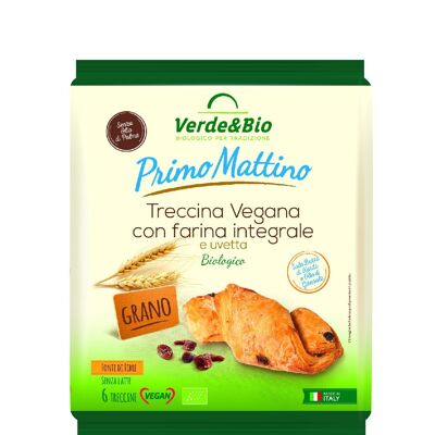 Treccina vegana con farina integrale e uvetta