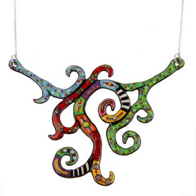 Collana con volute multicolore