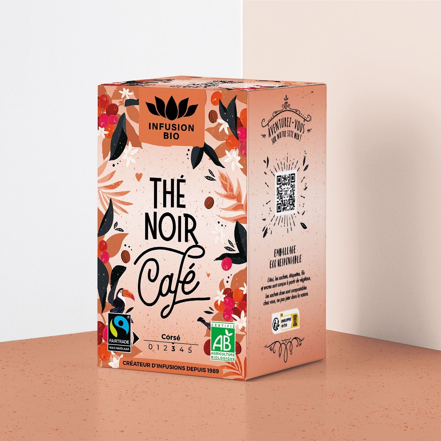 Té negro orgánico con café*