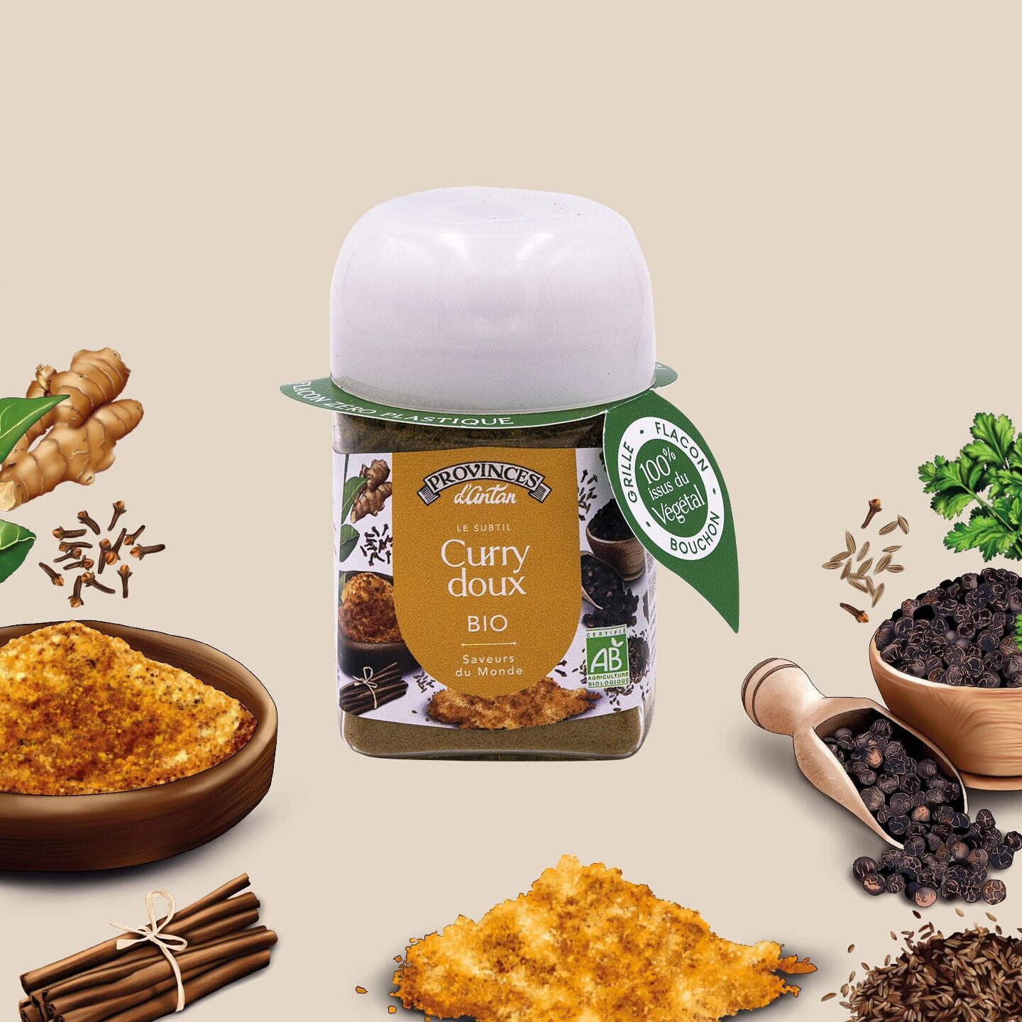 Curry suave orgánico* 40 g - Maceta PLA