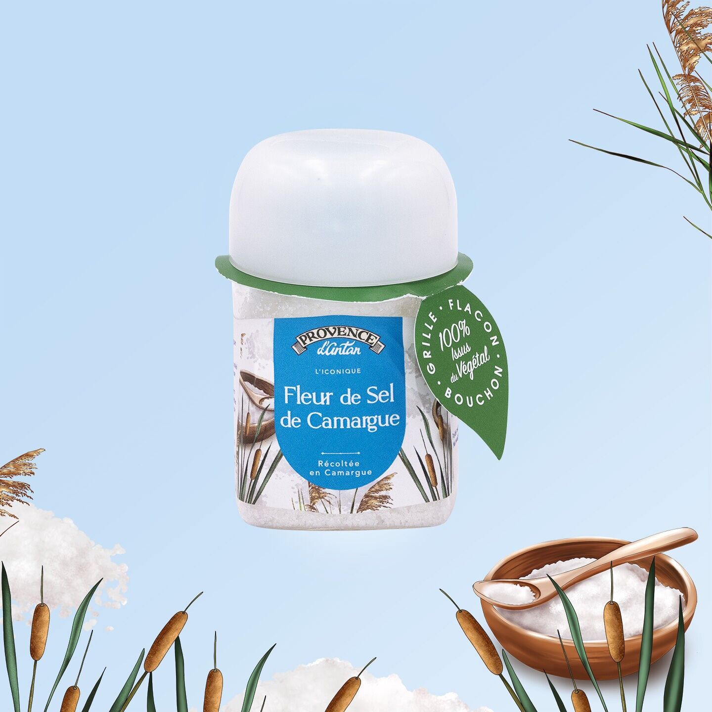 Pure and natural Camargue Fleur de Sel - 90g Pot l PLA Vegetal