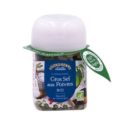 Gros Sel aux 3 Poivres BIO* 90g - Pot Végétal PLA
