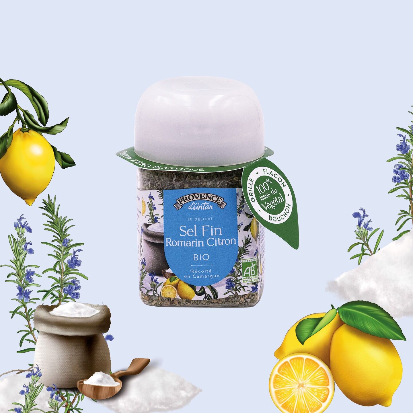 Organic Rosemary Lemon Fine Salt* 80g - PLA Plant Pot