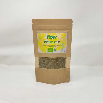 Mixes of organic dried flowers - Raspberry, White Bouillon and Dried Banana - Fruit mix sachets