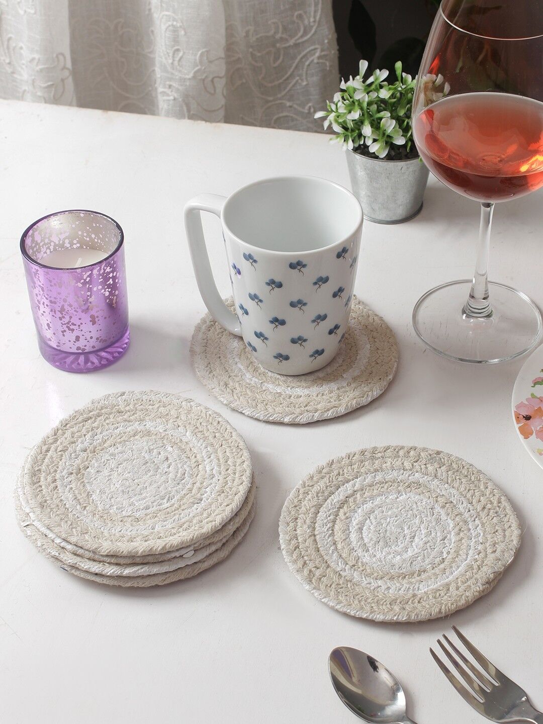 Sottobicchiere in corda di cotone stampato