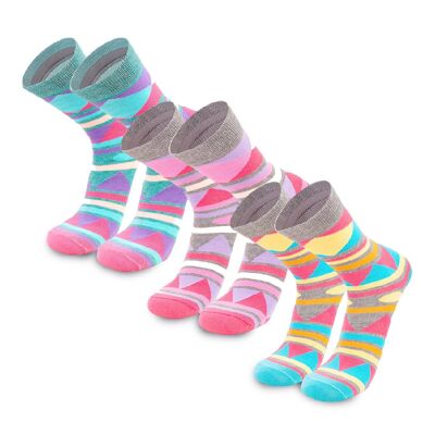 Tribal I calcetines de mujer para uso diario en el trabajo de negocios - calcetines de mujer de algodón de doble capa multicolor 32-41 cintura cómoda 3 pares - arcoíris