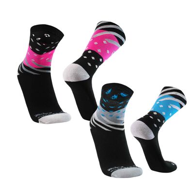 Avance I Gepolsterte Laufsocken lang, schweißableitende Running Socks, atmungsaktive Sportsocken mit Anti-Blasen Schutz, leichte Kompression, 2 Paar  für Damen und Herren - Schwarz