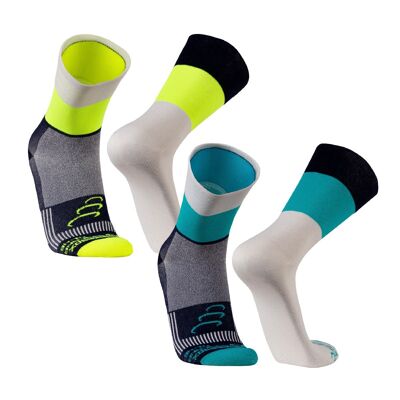 Panamericana I compression socks long, light sports socks, breathable functional socks with anti-blister protection, triathlon running socks 2 pairs for women and men - aquamarine | SILVERA NANOTECH
