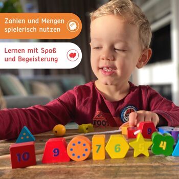 "Fädelino" - jeu d'enfilage en bois - jeu d'enfilage pour enfants à partir de 3 ans - jouet de motricité à enfiler selon Montessori 2