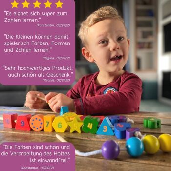 "Fädelino" - jeu d'enfilage en bois - jeu d'enfilage pour enfants à partir de 3 ans - jouet de motricité à enfiler selon Montessori 5