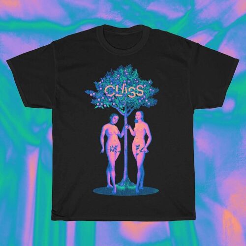PARADISE T-Shirt - Casual Lesbian Shirt with Graphic Renaissance Print in Saturated Neon Colors, Alternative Art History Gifts for Queer Couple