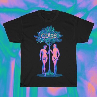 T-shirt PARADISE - Chemise lesbienne décontractée avec imprimé Renaissance graphique dans des couleurs fluo saturées, Cadeaux alternatifs d'histoire de l'art pour un couple queer