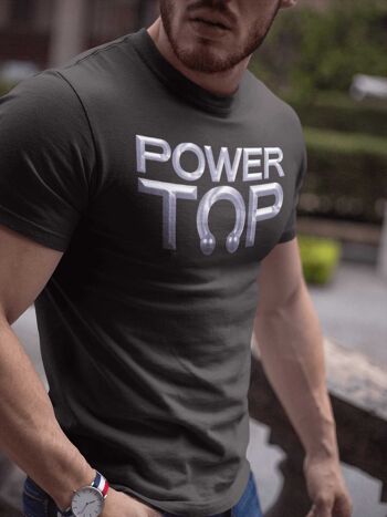 T-shirt POWER TOP - Hunk Tee, T-shirt Gay Pride, Dom Sub, TShirt Lgbtq, Queer Clothing, Gay Top, Bdsm Fetish, Sexy Clothing Man, Cadeaux coquins 2