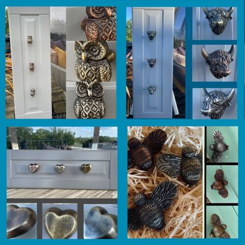 Owl Cabinet/Drawer Knobs (Antique Silver) 10 pack