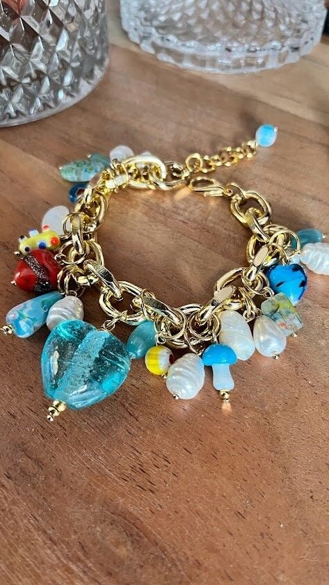 gold steel bracelet star heart clover rhinestone charm |  accessoiresengros.com wholesale