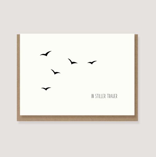 Klappkarte mit Umschlag - "Vögel - In stiller Trauer"