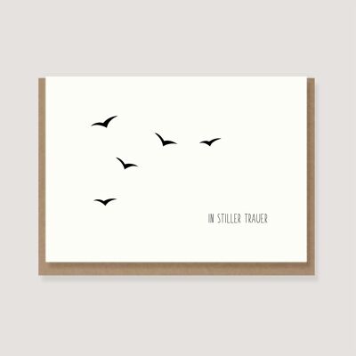 Biglietto pieghevole con busta - "Uccelli - In silenzioso lutto"