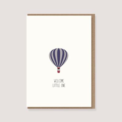 Carte pliée avec enveloppe - "Hot Air Balloon - Welcome Little One"