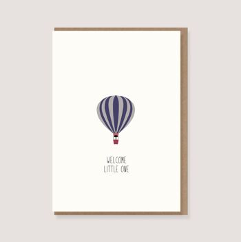 Carte pliée avec enveloppe - "Hot Air Balloon - Welcome Little One" 1