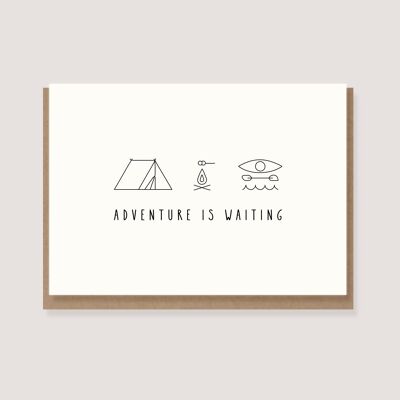 Folded card with envelope - "Adventure is waiting"
