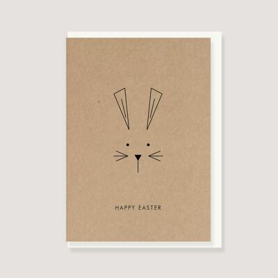 Folded card with envelope - "Rabbit - Happy Easter"