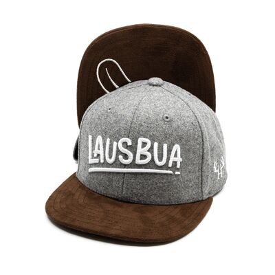 Cappellino snapback per bambini Bavarian Lausbua feltro grigio chiaro