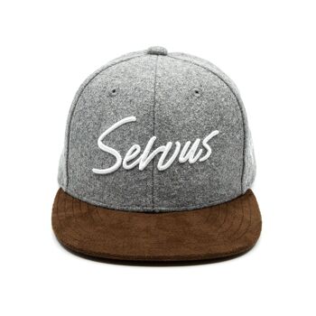 Casquette bavaroise Servus snapback enfant feutre gris clair 2