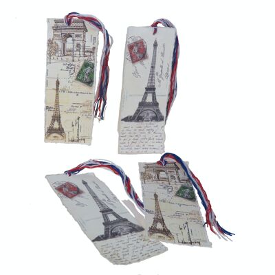 Marcador en papel pergamino, patrón vintage de la Torre Eiffel