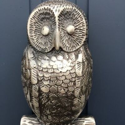 Hibou heurtoir de porte (argent antique)