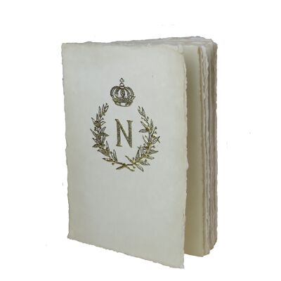 Pergamentnotizbuch mit goldenem Napoleon-Emblem