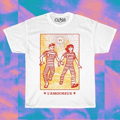 Camiseta THE LOVERS - Tarot lésbico 100% camiseta de algodón, parte superior del orgullo LGBTQ gráfico, crimen gay, los arcanos queer, moda queer colorida, regalos brujos