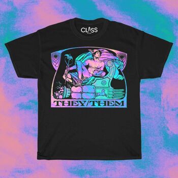 T-shirt THEY/THEM - T-shirt graphique unisexe avec icône hermaphrodite androgyne, vêtements Queer, mode colorée Enby, mythologie grecque, fierté LGBTQ 4