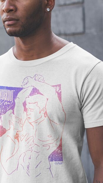 WORKOUT T-Shirt - Top graphique décontracté avec des fosses de léchage de couple excité, Queer Fashion, LGBTQ Pride, Homo Gym Tee, mens sexy, homoerotica 6