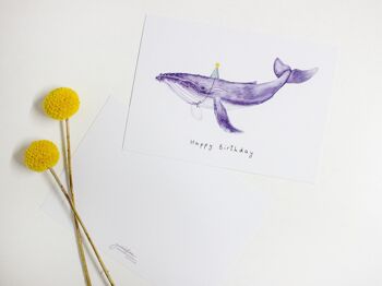 Carte d'anniversaire baleine "Happy Birthday | illustration aquarelle | Carte postale DIN A6 | durable 2