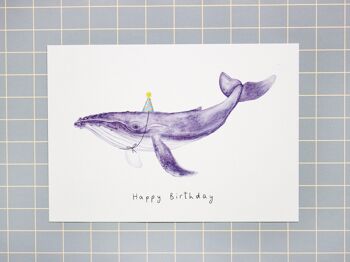 Carte d'anniversaire baleine "Happy Birthday | illustration aquarelle | Carte postale DIN A6 | durable 3