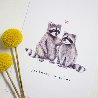 Postcard raccoons "partners in crime" | DIN A6 | consistent