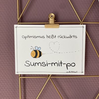 Greeting card with bee, optimism…