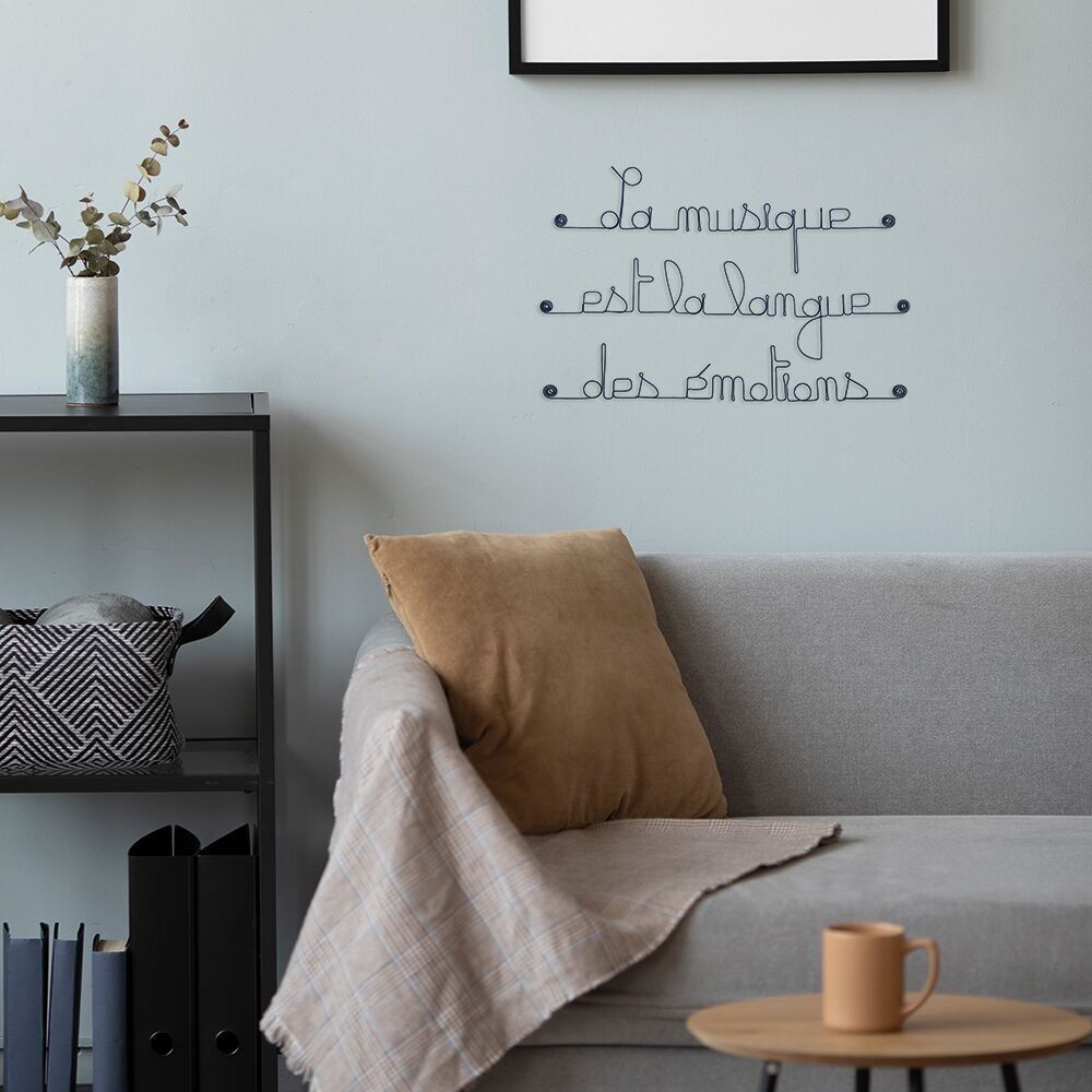Wanddekoration aus Draht – Zitat „Musik ist die Sprache der Emotionen“ – zum Anstecken – Wandschmuck