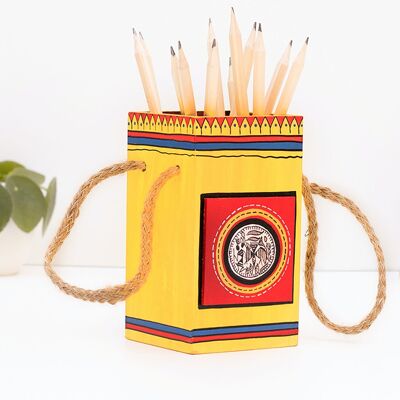 Chronicle Brass wooden pen holder (Mustard)